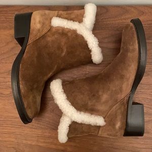 Sigerson Morrison Hatty shearling trim suede boots